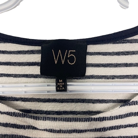 Anthropologie W5 Women’s Medium White Blue Striped 3/4 Sleeve T Shirt Ca… - Picture 2 of 8